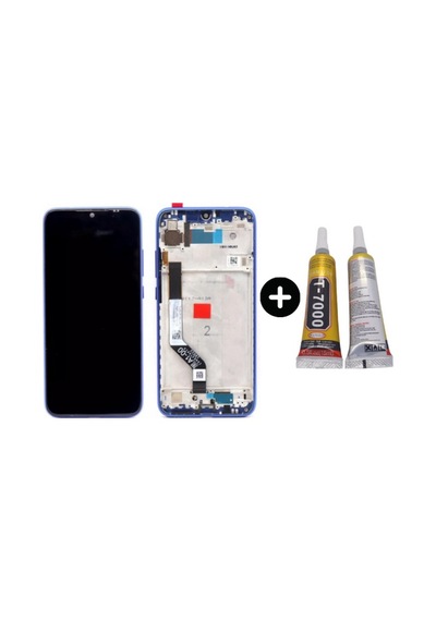 Xiaomi Redmi Note 7 Uyumlu Çıtalı Lcd Ekran Dokunmatik Mavi + B7000