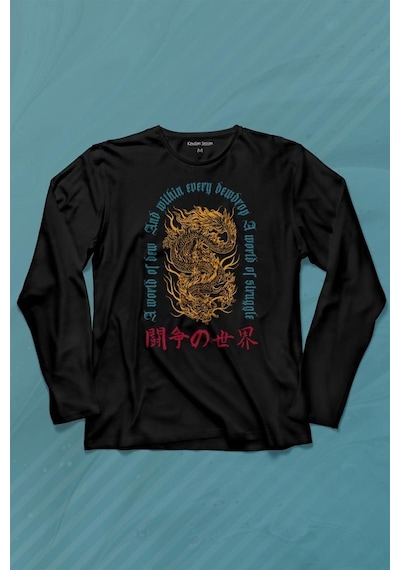 Dragon Japanese Urban Drake Ejder Japonca Uzak Doğu Uzun Kollu Tişört Baskılı T-shirt 001 Dragon Japanese Urban Drake Ejder Japonca Uzak Doğu Uzun Kollu Tişört Baskılı T-shirt 001