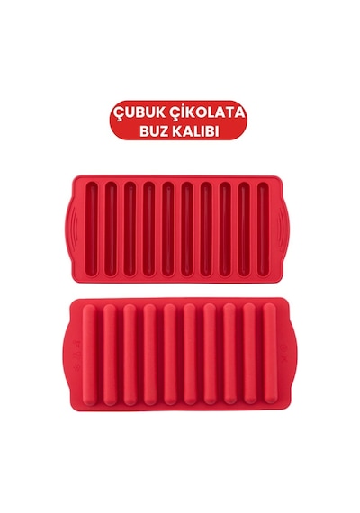 2 Li Silikon Kalp Ve Çubuk Kalıbı Seti, Kalp + Çubuk Buz Çikolata Sabun Silikon Kalıbı Seti Bpa Free Kırmızı