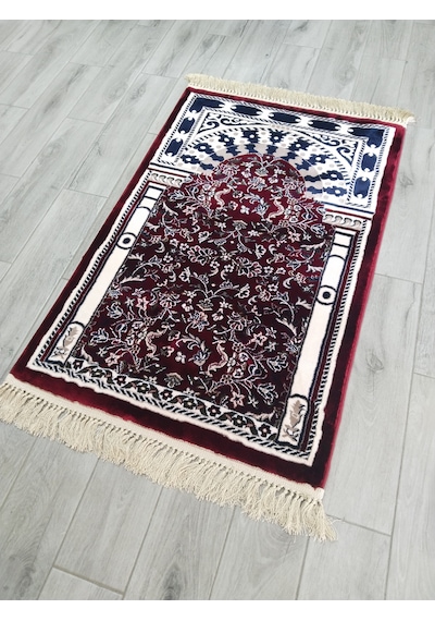 002 Bordo-ravza Seccade 14mm Sık Dokuma Medine Seccadesi 75 X 115