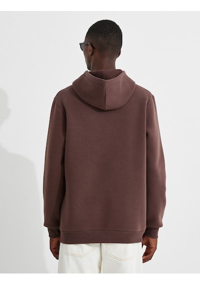 Koton Basic Kapşonlu Sweatshirt Şardonlu Kahverengi 3wam70050mk Kahve