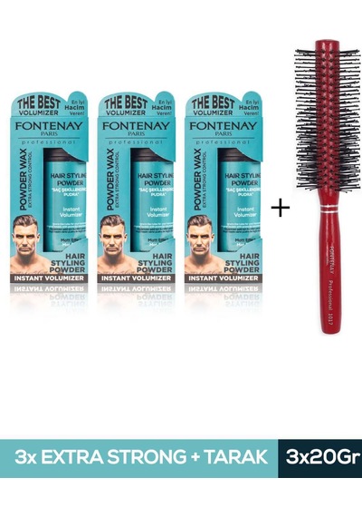 Fontenay Saç Şekillendirici Pudra Toz Wax Mat Effect Mavı 20gr X3 + 1017 Tarak'ı 4'lü Set