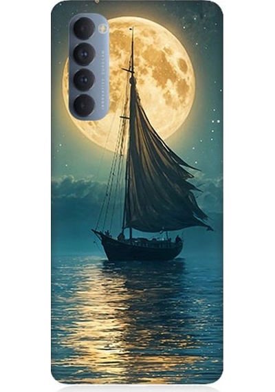 Oppo Reno 4 Pro Uyumlu Dolunayla Sessiz Gidiş Desenli Silikon Kılıf Çok Renkli