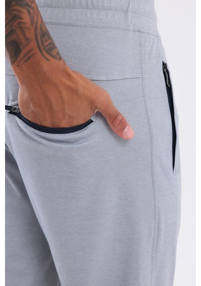 Rowinger Merserize Premium Dokulu Fermuarlı Cepli Düz Paça Erkek Spor Pantolon Eşofman Altı Grey