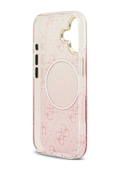 Apple Uyumlu iPhone 17  Kılıf Guess Lisanslı M-safe Özellikli 4g Desenli Simli Silikon Kapak Pembe Pembe