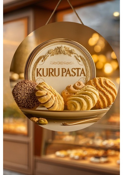 Kuru Pasta Temalı İpli Ahşap Kapı Duvar Süsü, Pastane, Tatlı Dükkanı, Cafe Tablo Dekoru