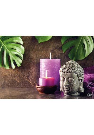 Tekli Yatay Kanvas Tablo Renkli Mumlar Ve Buda Fengshui Spa Dekoratif Kanvas Duvar Tablosu