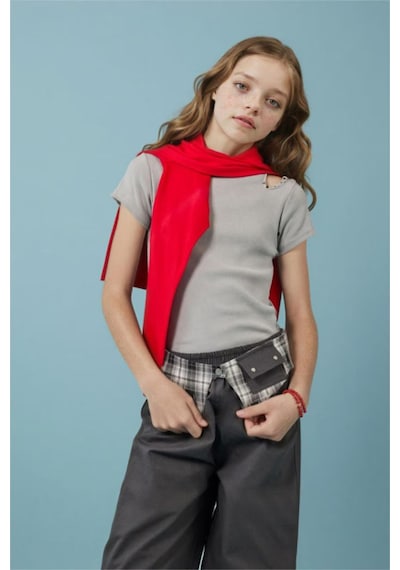 Defacto Fitilli Kaşkorse Tişört Kız Çocuk H0066a826smgr451 Gri-gr451