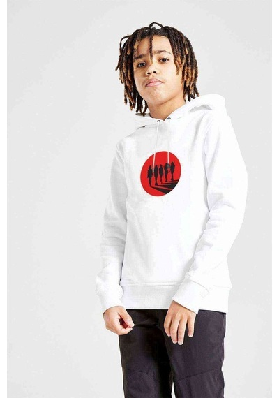 Tshirthane Silhouette Bad Girl Baskılı Unisex Çocuk Kapüşonlu Beyaz Sweat Beyaz