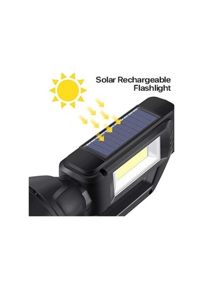 Solar Güneş Enerjili Taşınabilir Usb'li Şarjlı El Feneri Avcı Kam Siyah