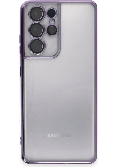 Samsung Uyumlu Galaxy S21 Ultra Kılıf Kamera Korumalı Lensli Silikon Mor