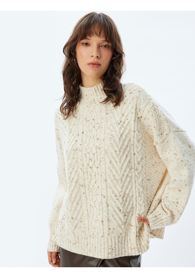 Koton Koton X Sima Tarkan - Uzun Kollu Balıkçı Yaka Oversize Saç Örgü Kazak Bej 5wak90548ht Ekru Koton Koton X Sima Tarkan - Uzun Kollu Balıkçı Yaka Oversize Saç Örgü Kazak Bej 5wak90548ht Ekru