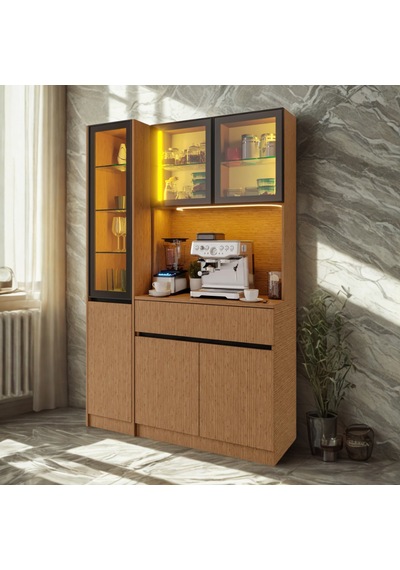 Nordıc Wood Led Li Kahve Köşesi Ünitesi Sol Vitrinli Füme Cam Komple Mdf Modern Mutfak Dolabı Kahverengi Nordıc Wood Led Li Kahve Köşesi Ünitesi Sol Vitrinli Füme Cam Komple Mdf Modern Mutfak Dolabı Kahverengi