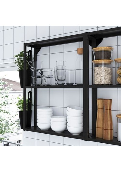 Ikea Enhet Açık Raf Ünitesi, Antrasit, 40x15x75 Cm