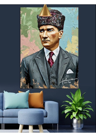 Klasik Mustafa Kemal Atatürk Portresi Dekoratif Kanvas - Mdf Ahşap Tablo