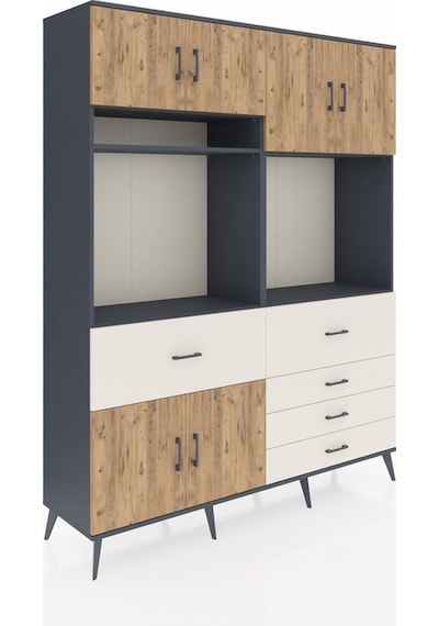 Hyperion Gardrop 7 Raflı 5 Çekmeceli 6 Kapaklı 176x44x221 Antrasit-çam/aytaşı Çam/aytaşı Hyperion Gardrop 7 Raflı 5 Çekmeceli 6 Kapaklı 176x44x221 Antrasit-çam/aytaşı Çam/aytaşı