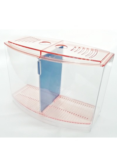 Bölmeli Izgaralı Betta Beta Kabı Tankı Akvaryum 1800 Ml - 19x8x13 Cm Pembe