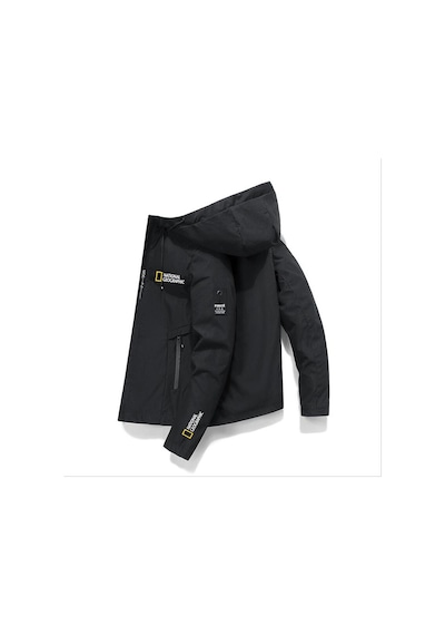 Fermuarlı Spor Ve Rahat Kapüşonlu Outdoor Erkek Mont Siyah