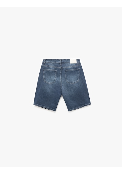 Koton Normal Bel Pamuklu Bermuda Oversize Jean Şort Koyu İndigo 5sam40159nd İndigo