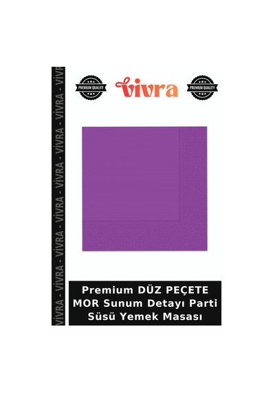 Premium Düz Peçete Mor Sunum Detayı Parti Süsü Yemek Masası