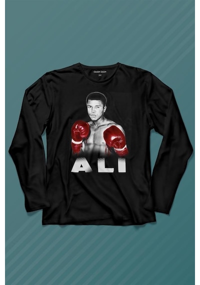 Muhammed Ali Boks Champion Boxing Uzun Kollu Tişört Baskılı T-shirt 001