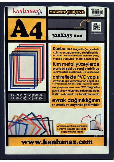 Magnet Çerçeve - Kanbanax A3 Ebat-Kırmızı