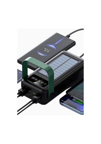 Green Lion Solar Max 80000mah Güneş Panelli Powerbank Siyah Taşınabilir Şarj Cihazları