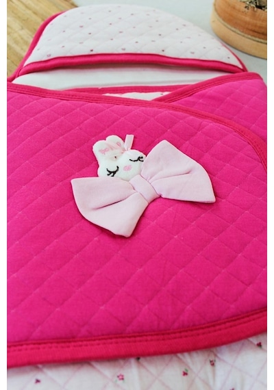 Pembe Kız Bebek Battaniyesi & Dış Kundak - %100 Pamuk Yenidoğan Ayaklı Uyku Tulumu Pembe