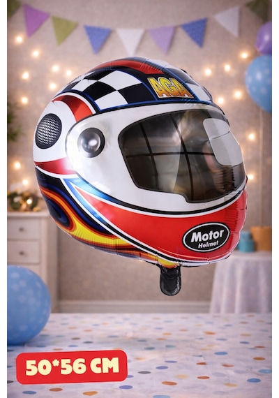 Motorbisiklet Kaskı Folyo Balon Doğum Günü Folyo Balon Karekter Folyo Balon Çocuk Doğum Günü Balon Motor Kaskı