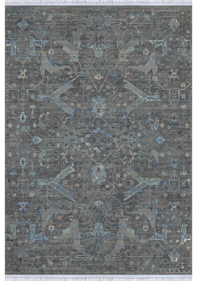 Gri Vintage Dokuma Pamuk Tabanlı Kaymaz Kilim Klm357
