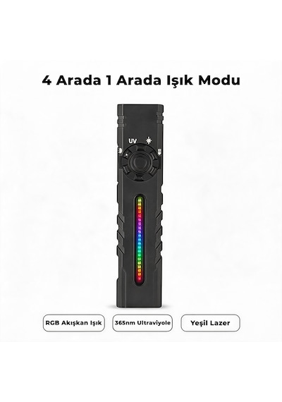 İdragon T61s Çok Fonksiyonlu Mıknatıslı Uv Ve Yeşil Lazerli Edc El Feneri - 2000 Lümen, Rgb Işıklı, Type-c Şarjlı Taktiksel Kamp Feneri Çok Renkli