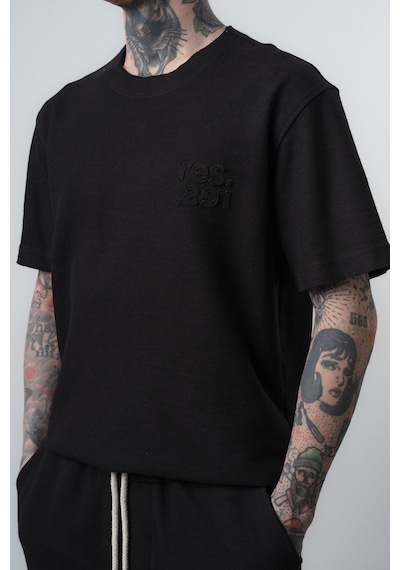Erkek Pis Dikişli Regular Fit T-shirt Şort Takım Siyah