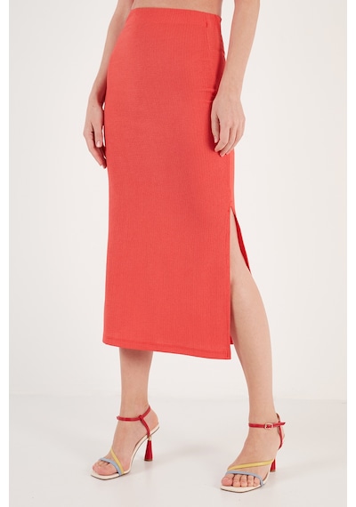 Lela Slim Fit Ip Askılı Yırtmaçlı Bayan Takım 5865278 Nar Çiçeği