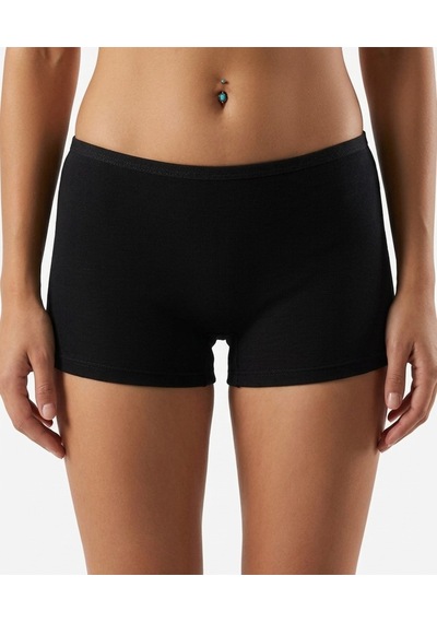 Nacar Store Kadın Likralı %95 Pamuklu Esnek Rahat Boxer Şort Tayt Siyah