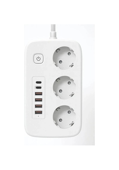Akım Korumalı Priz Ve Masaüstü Şarj İstasyonu Kablosuz 3 Priz ,4 Usb, 2 Type-c Girişli 2 Metre 11318708