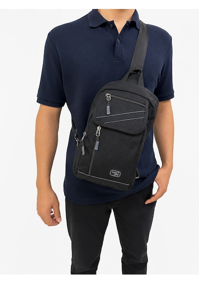 Sanmorris Seventeen Unisex Büyük Boy Hafif Ve Dayanıklı Çapraz Askılı Body Bag Siyah-gri