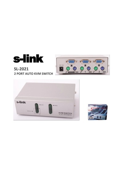 S-link Sl-2021 2pc-1mn Vga+ps-2 Manuel Kablolu Kvm Switch Kdo