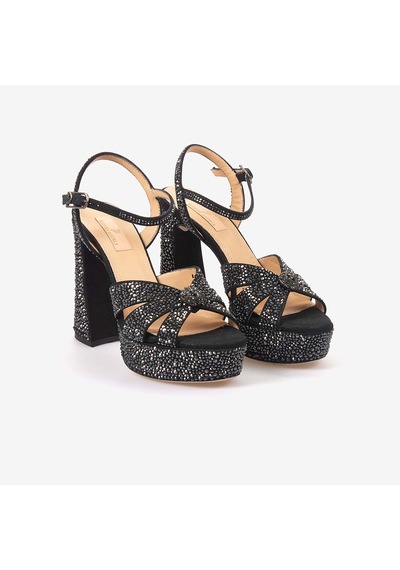 Hawen Angels Kadın Saten 12,5 Cm Platform Topuklu Taşlı Gece & Abiye Ayakkabı 380-75 siyah