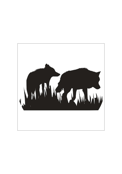 Kurtlar Folyo Sticker 80cm Uzunluk Siyah