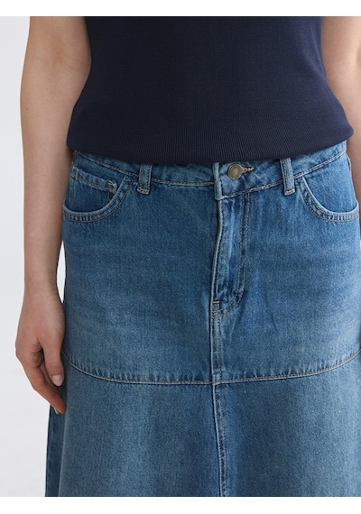 Lcw Vision İndigo A Kesim Midi Jean Etek