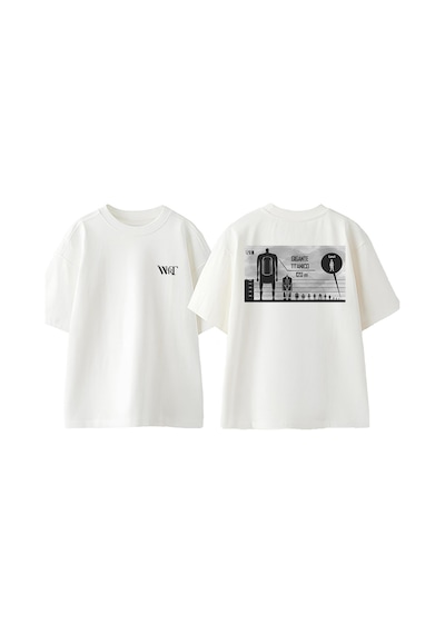 Thewert Levi And Titans Tasarım Sırt Baskılı Pamuk Beyaz Oversize T-shirt
