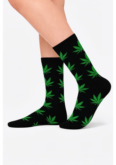 Carnaval Socks Siyah Mari Yaprak Desenli Spor Çorap Çok Renkli