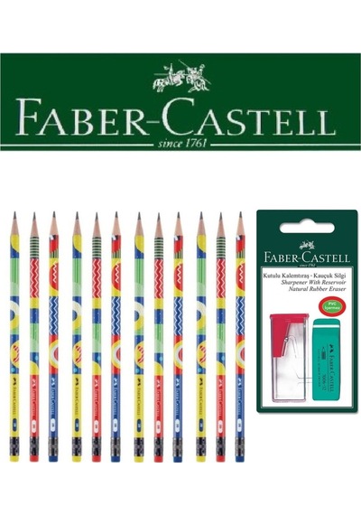 Faber-castell 12'li Pattern Kurşun Kalem Ve Kutulu Kalemtıraş+silgi Seti Blister Karışık9