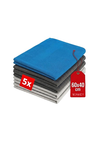 Mikrofiber Temizlik Bezi 5'li Paket, 60x40 Cm Çok Amaçlı Sihirli Araba Cam, Toz, Mutfak, Oto Ve Motosiklet Temizlik Bezi Belirtilmemiş