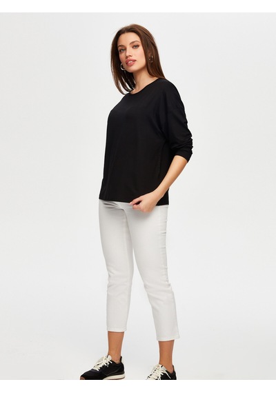 Yuvarlak Yaka Uzun Kol T-shirt B00019-1 B00019-110 Siyah