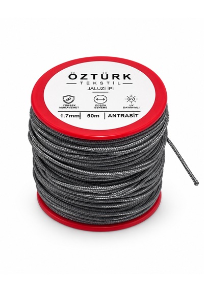 1.7 Mm Jaluzi, Stor Ve Katlamalı Perde İpi 50 Metre Polyester Antrasit