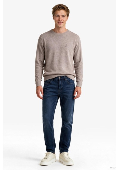 Nautica Erkek Bej Regular Fit Triko-24204