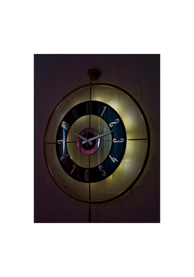 Pey Aksesuar Metal Camlı Duvar Saati 60x80 Cm Büyük Boy Işıklı Gerçek Cam Gold-şeffaf-siyah-gümüş M61-gold-şeffaf-siyah-gümüş