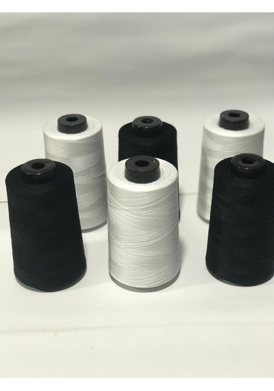 Siyah Beyaz Dikiş İplik 6'lı Set 120 No 5000mt, Polyester