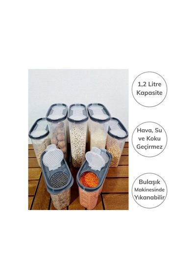 2 Kapaklı Ölçekli Erzak Saklama Kabı - 1,2 Litre - Sa930 5468 Çok Renkli